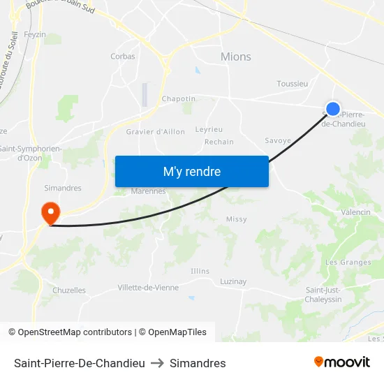 Saint-Pierre-De-Chandieu to Simandres map