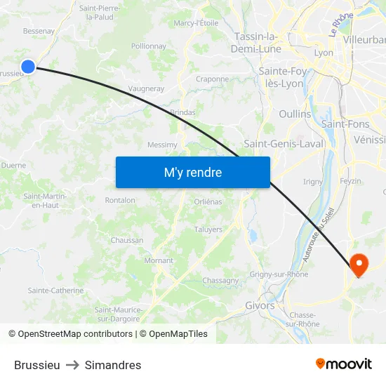 Brussieu to Simandres map