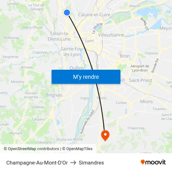 Champagne-Au-Mont-D'Or to Simandres map