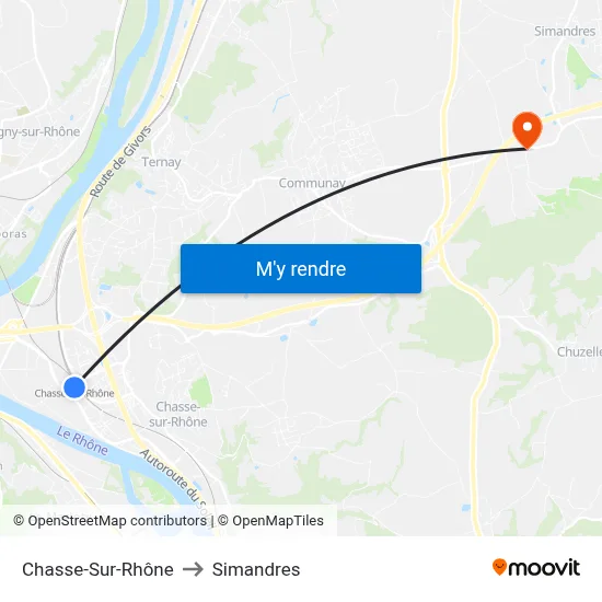 Chasse-Sur-Rhône to Simandres map