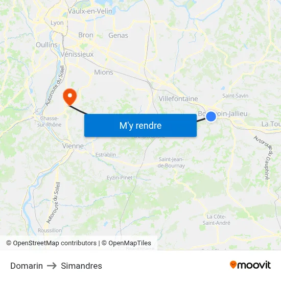 Domarin to Simandres map
