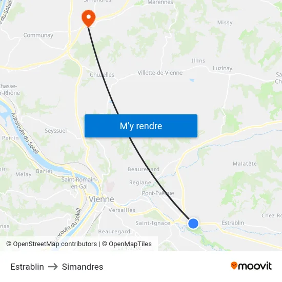 Estrablin to Simandres map