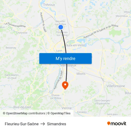 Fleurieu-Sur-Saône to Simandres map