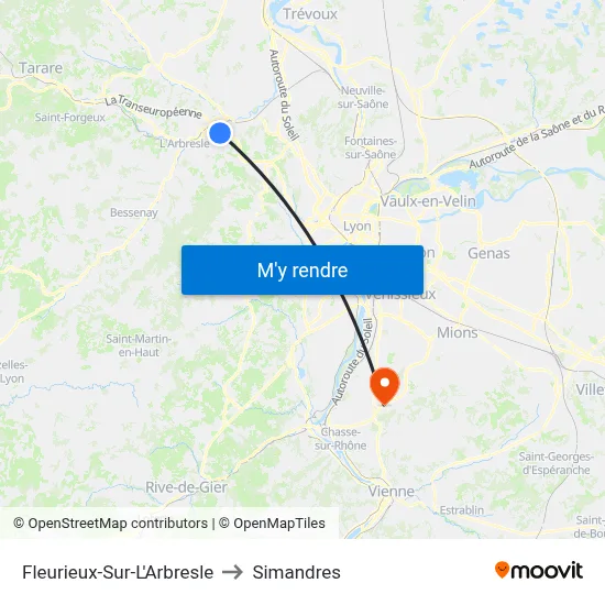 Fleurieux-Sur-L'Arbresle to Simandres map