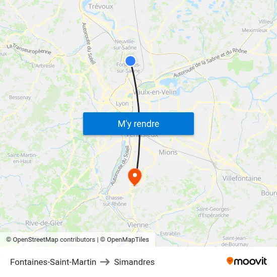 Fontaines-Saint-Martin to Simandres map