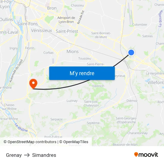 Grenay to Simandres map