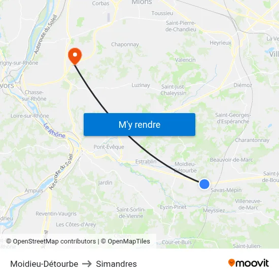 Moidieu-Détourbe to Simandres map