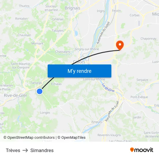 Trèves to Simandres map