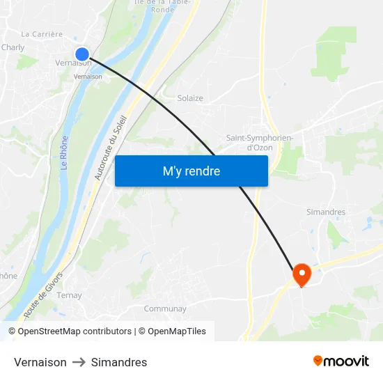 Vernaison to Simandres map