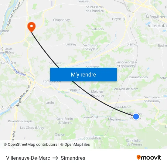 Villeneuve-De-Marc to Simandres map