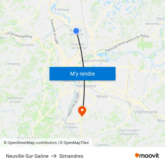 Neuville-Sur-Saône to Simandres map