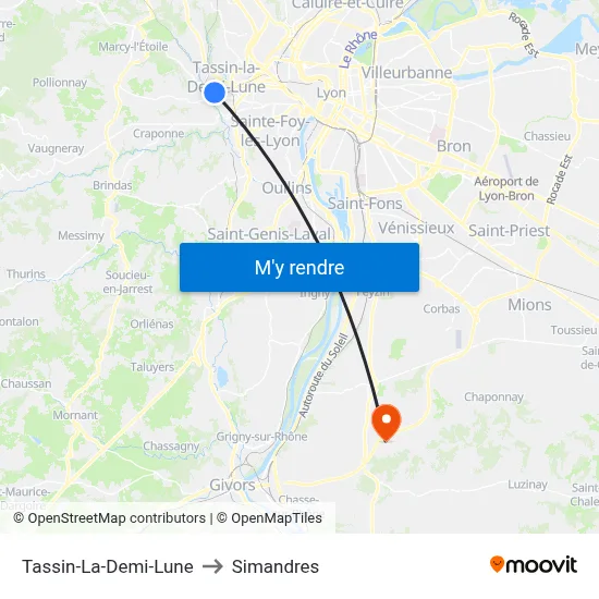 Tassin-La-Demi-Lune to Simandres map