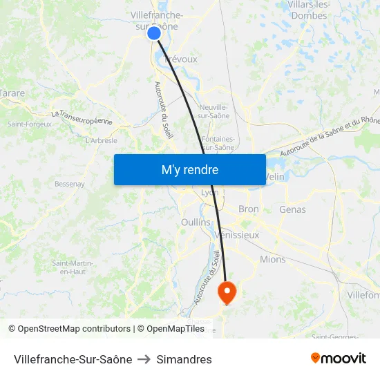 Villefranche-Sur-Saône to Simandres map