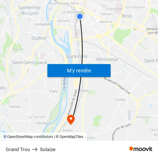 Grand Trou to Solaize map