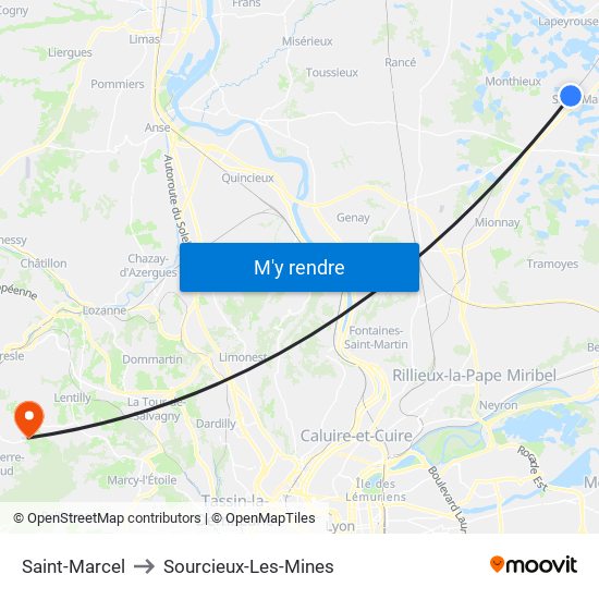 Saint-Marcel to Sourcieux-Les-Mines map