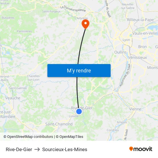 Rive-De-Gier to Sourcieux-Les-Mines map