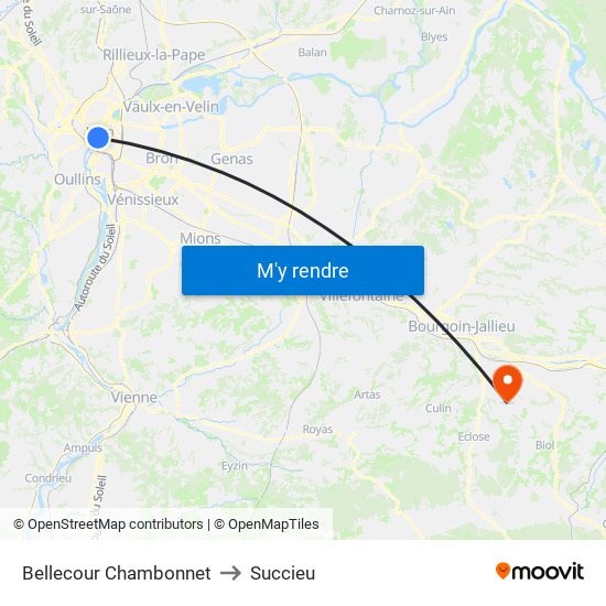 Bellecour Chambonnet to Succieu map