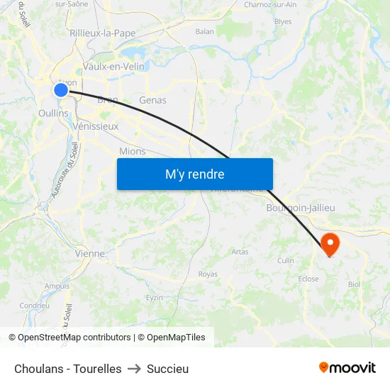 Choulans - Tourelles to Succieu map