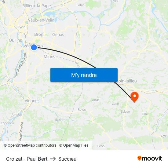 Croizat - Paul Bert to Succieu map