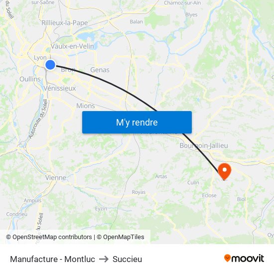 Manufacture - Montluc to Succieu map