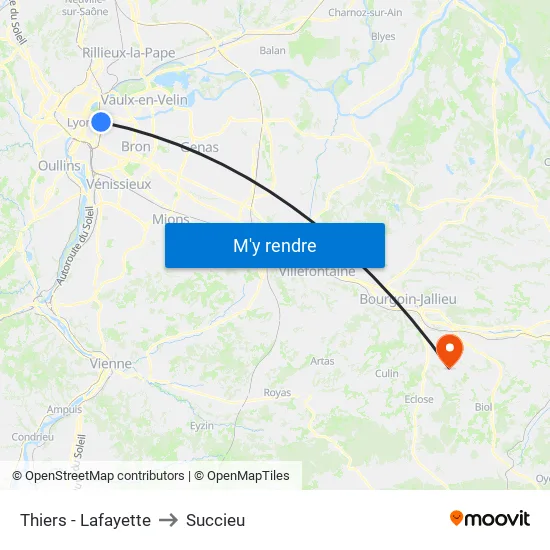 Thiers - Lafayette to Succieu map