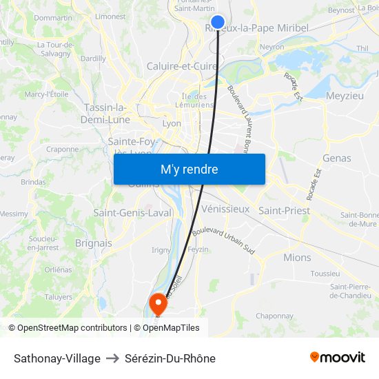 Sathonay-Village to Sérézin-Du-Rhône map