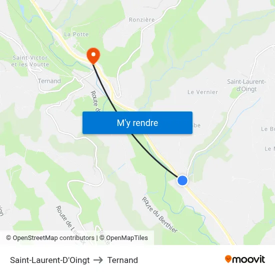 Saint-Laurent-D'Oingt to Ternand map