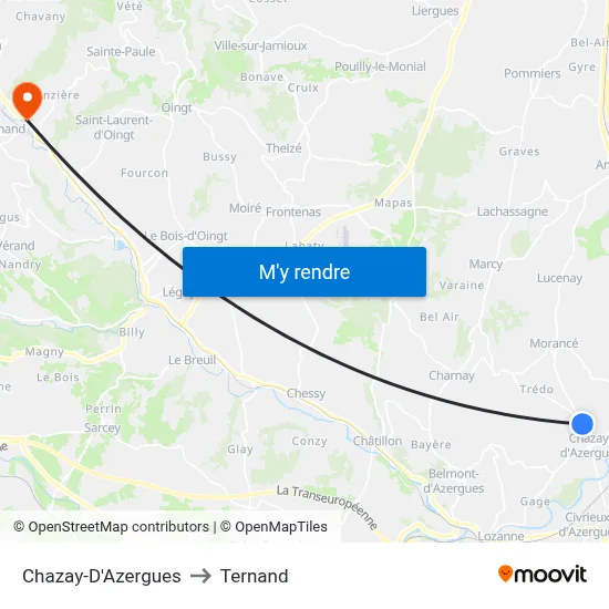 Chazay-D'Azergues to Ternand map