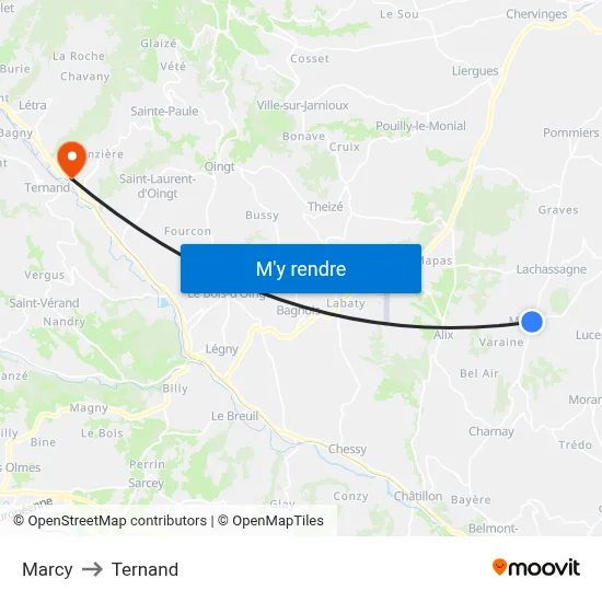 Marcy to Ternand map