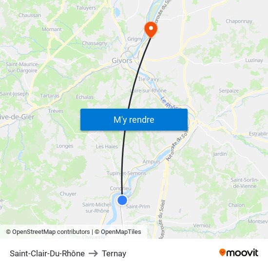 Saint-Clair-Du-Rhône to Ternay map