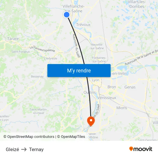 Gleizé to Ternay map