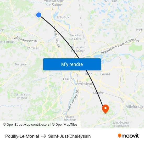 Pouilly-Le-Monial to Saint-Just-Chaleyssin map