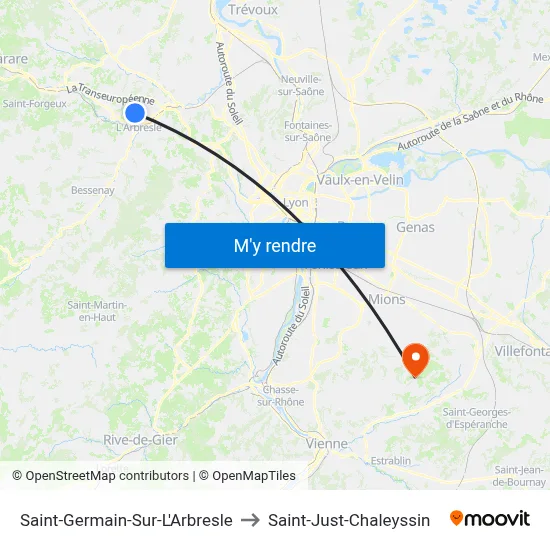 Saint-Germain-Sur-L'Arbresle to Saint-Just-Chaleyssin map