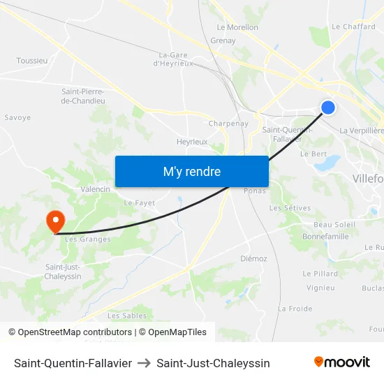 Saint-Quentin-Fallavier to Saint-Just-Chaleyssin map