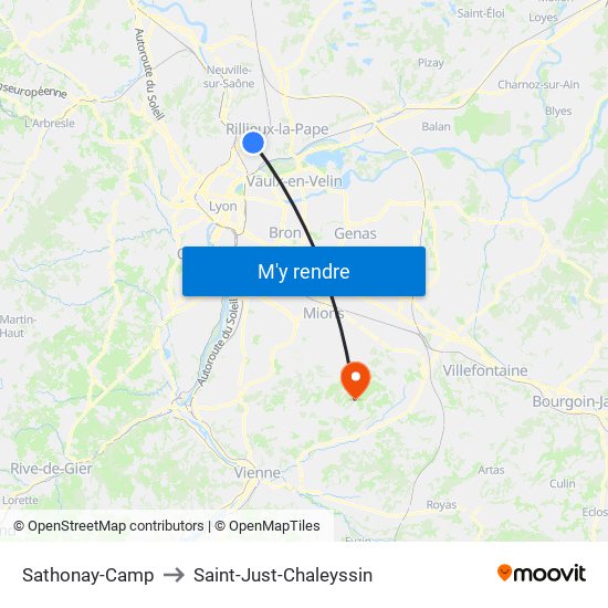 Sathonay-Camp to Saint-Just-Chaleyssin map