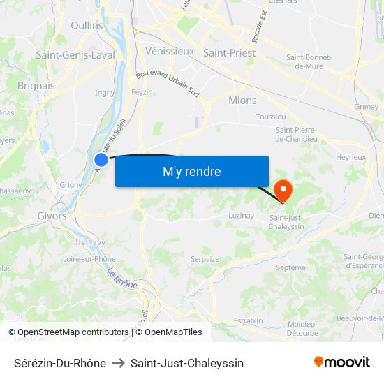 Sérézin-Du-Rhône to Saint-Just-Chaleyssin map