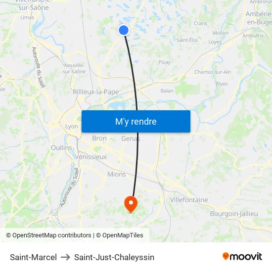 Saint-Marcel to Saint-Just-Chaleyssin map