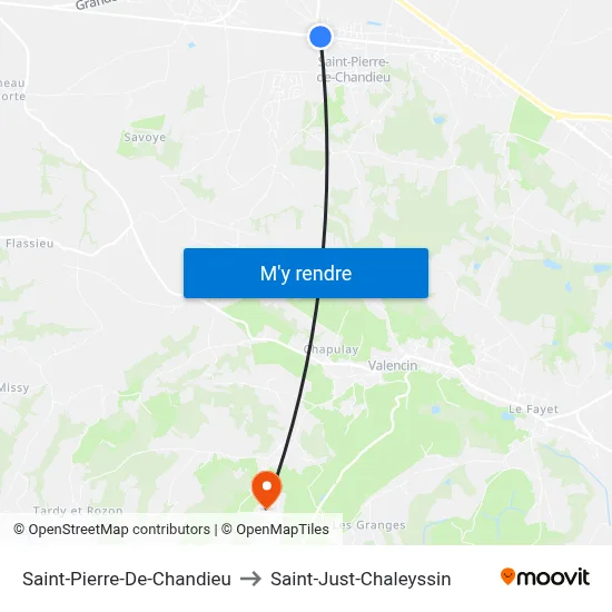 Saint-Pierre-De-Chandieu to Saint-Just-Chaleyssin map