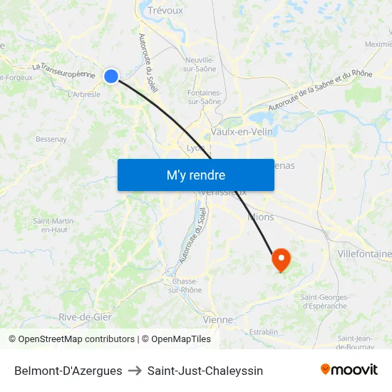 Belmont-D'Azergues to Saint-Just-Chaleyssin map