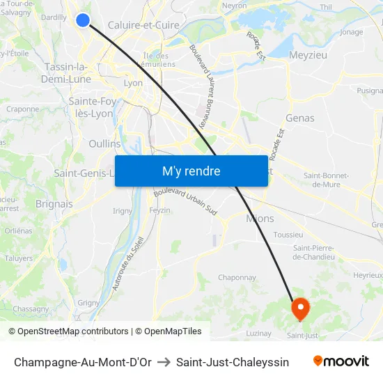 Champagne-Au-Mont-D'Or to Saint-Just-Chaleyssin map