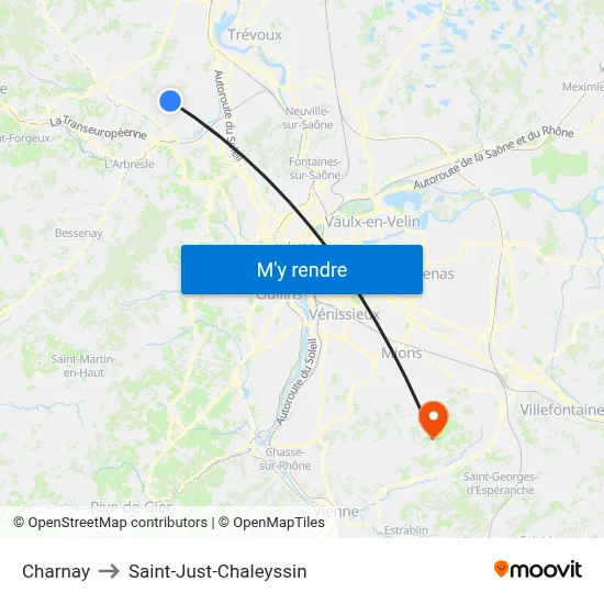 Charnay to Saint-Just-Chaleyssin map