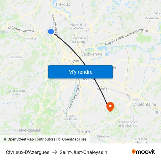 Civrieux-D'Azergues to Saint-Just-Chaleyssin map
