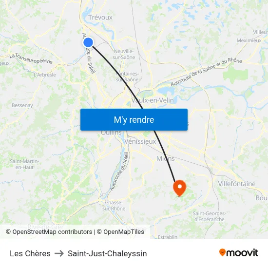 Les Chères to Saint-Just-Chaleyssin map