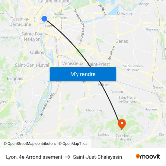 Lyon, 4e Arrondissement to Saint-Just-Chaleyssin map