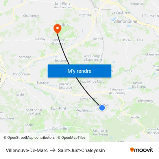 Villeneuve-De-Marc to Saint-Just-Chaleyssin map
