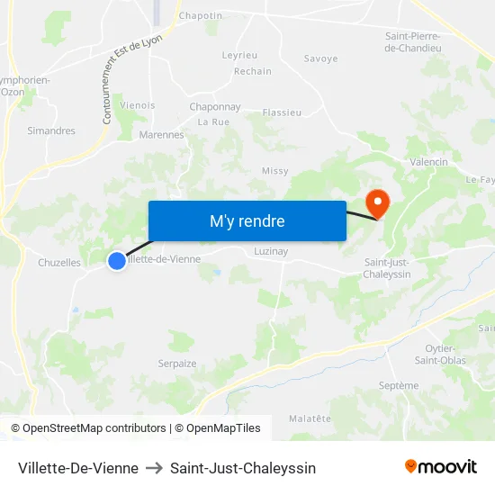 Villette-De-Vienne to Saint-Just-Chaleyssin map