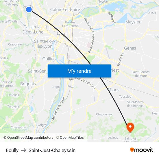 Écully to Saint-Just-Chaleyssin map