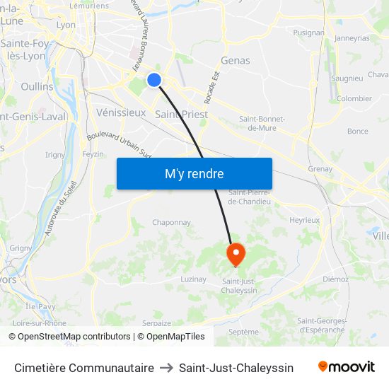 Cimetière Communautaire to Saint-Just-Chaleyssin map