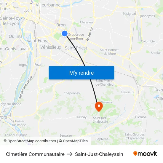 Cimetière Communautaire to Saint-Just-Chaleyssin map