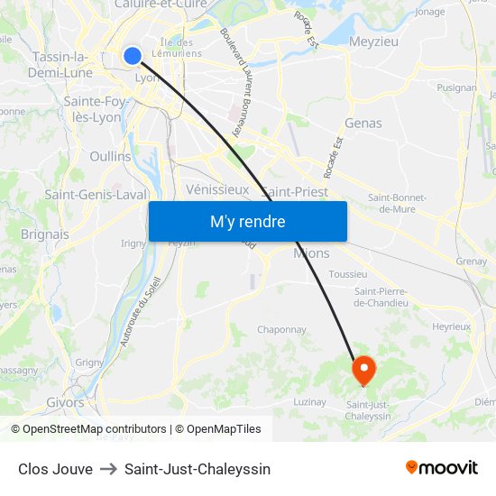 Clos Jouve to Saint-Just-Chaleyssin map